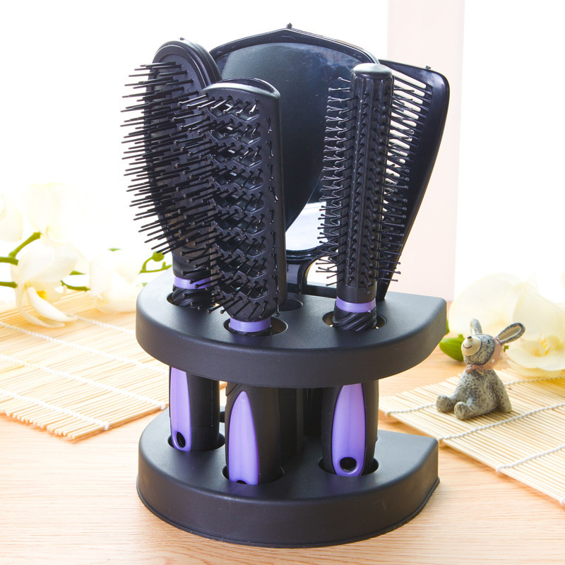 Picture of Cross-Border Supply Mirror Comb 5-Piece Hairdressing Comb with Base Set Massage Scalp Beauty Comb Yiwu Supply