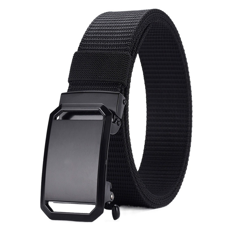 Men's Toothless Automatic Buckle Canvas Belt Imitation Nylon Outdoor Casual Military Training Trousers Belt All-match Tactical Belt