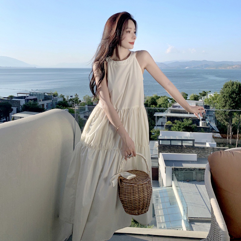 2022 New Summer French Style Retro Design Niche Long Dress Light Luxury High-end Slim Look Sleeveless Dress for Women