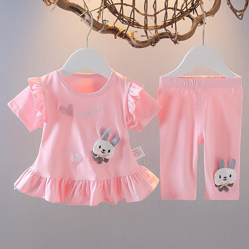Baby Girl suit Summer New Western Style Baby Two-piece Cute Girl Summer Clothes Short-sleeved Two-piece Set