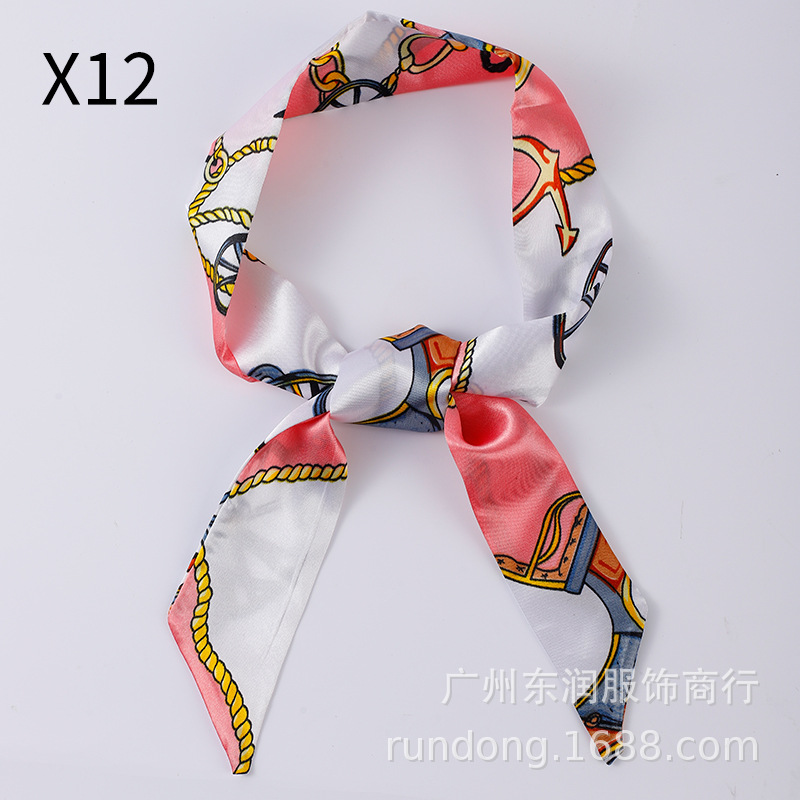 Picture of Silk Scarf Wholesale Long Beveled Small Silk Scarf Double-layer All-match Hair Belt Ribbon Decoration Tie Bag Hand Gift Box Silk Scarf
