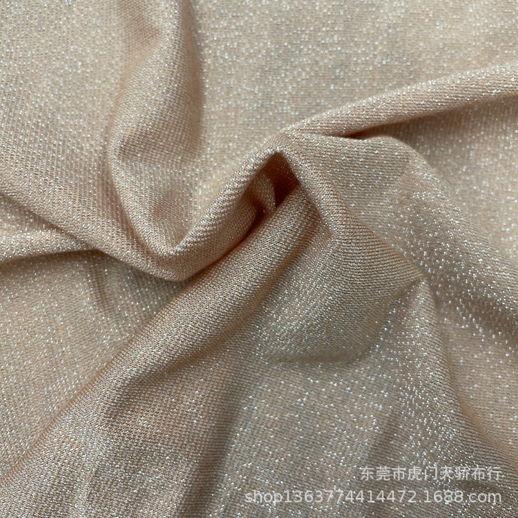 Spot supply knitted new gold and silver thread single-sided pull stand jersey knitted rayon cotton single-sided Jersey silver thread pull stand