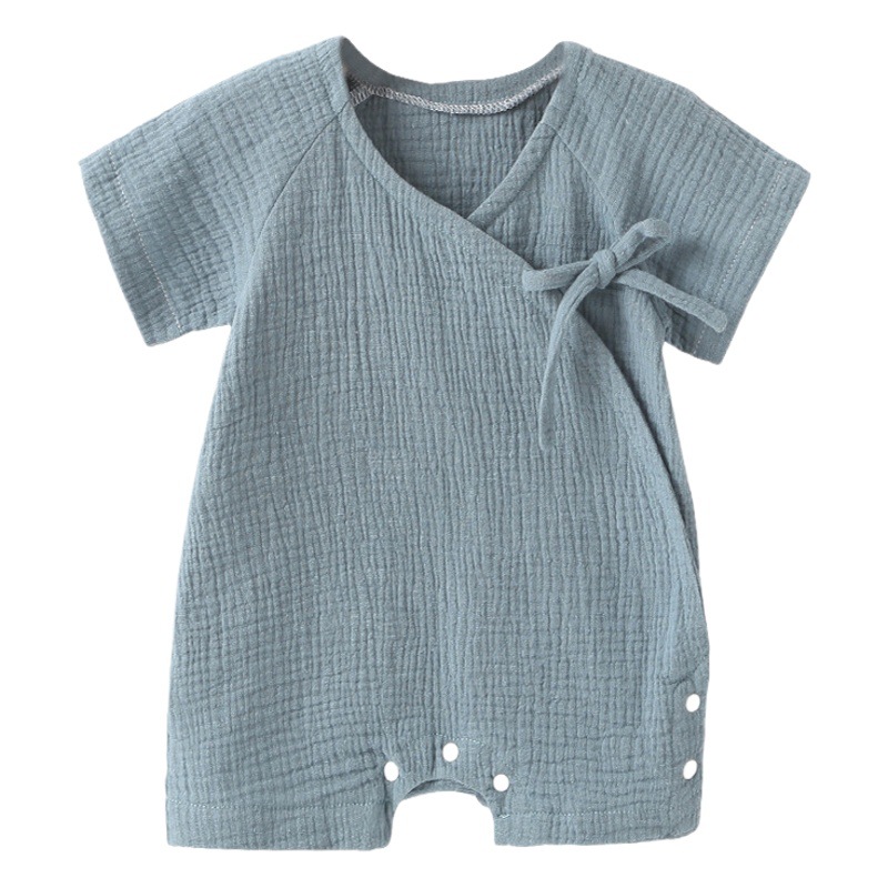 Baby Short-sleeved Suits Summer Baby Triangle Hats Climbing Suit for Boys and Girls Cotton Yarn Monk Pajamas