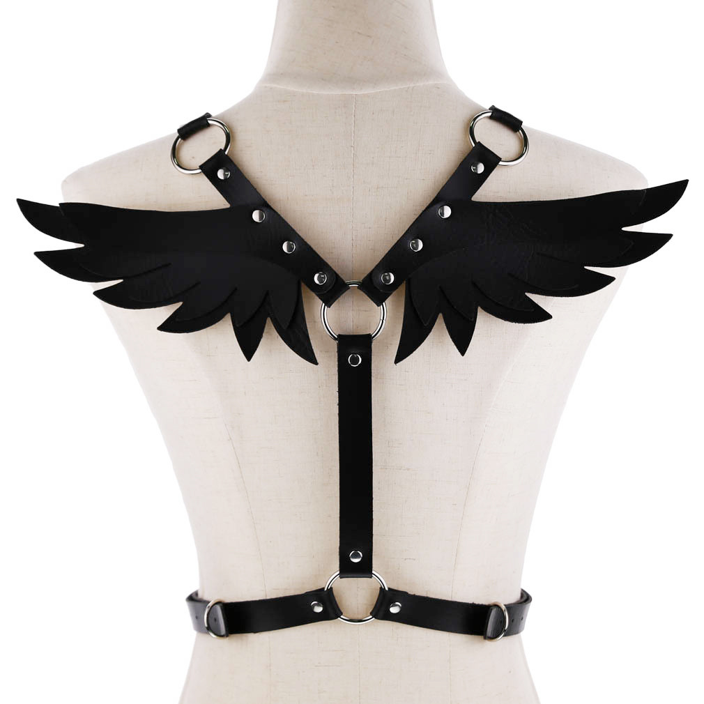 Picture of European and American Punk Leather Angel Wings Strap Suit Women's Leather Top Restraint Body Strap Belt Belt Belt