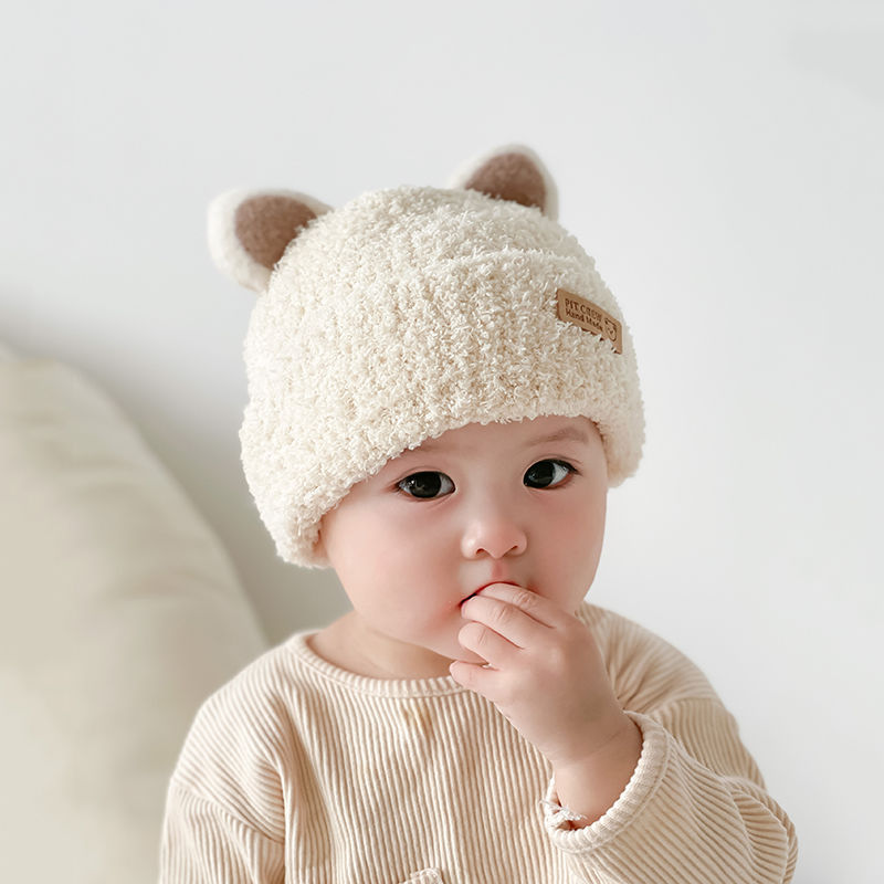 Baby hat winter Korean boys and girls baby wool hat knitted warm ear protection autumn and winter children's wool hat