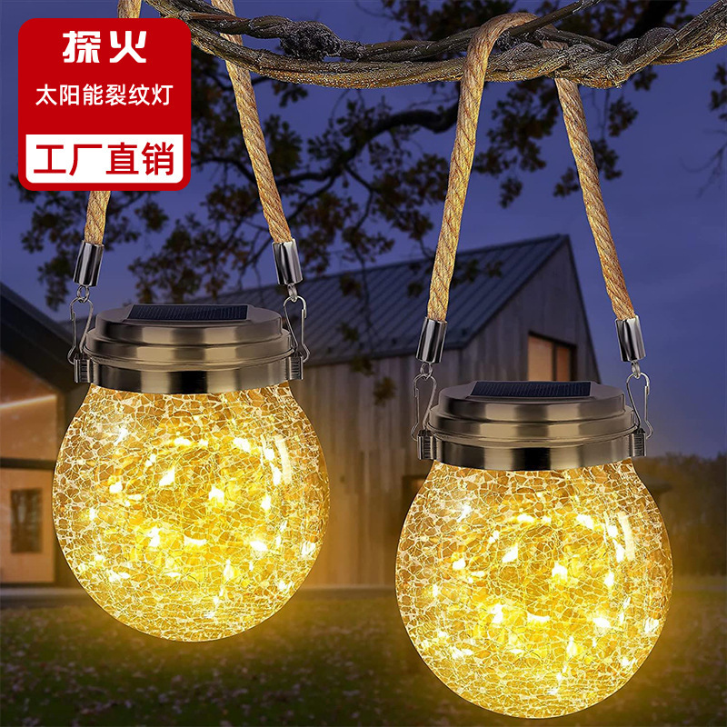 Popular Solar Wishing Bottle Lamp Hemp Rope Lamp Courtyard Waterproof Decorative Night Hanging Garden Decorative Lamp