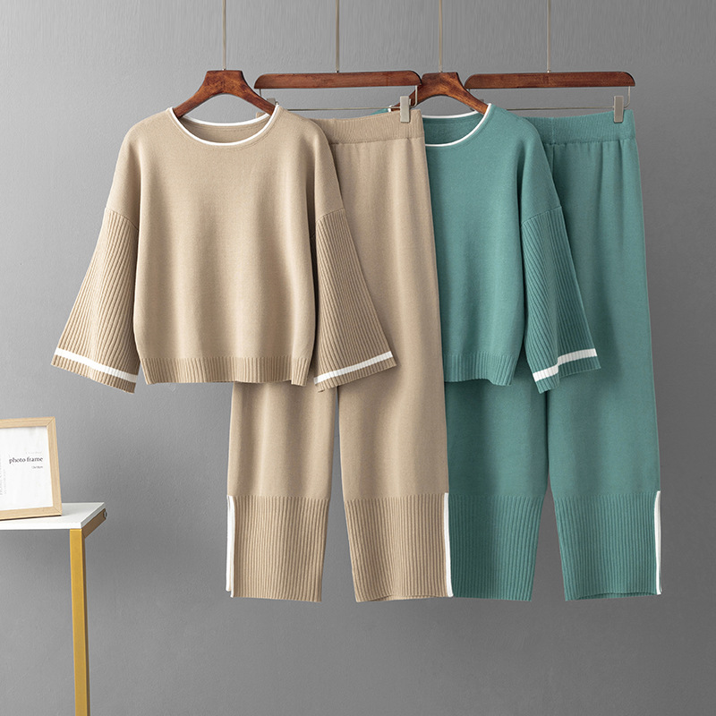 Cross-border loose suit women's spring and autumn 2024 new fashion Western style age-reducing European casual two-piece set solid color