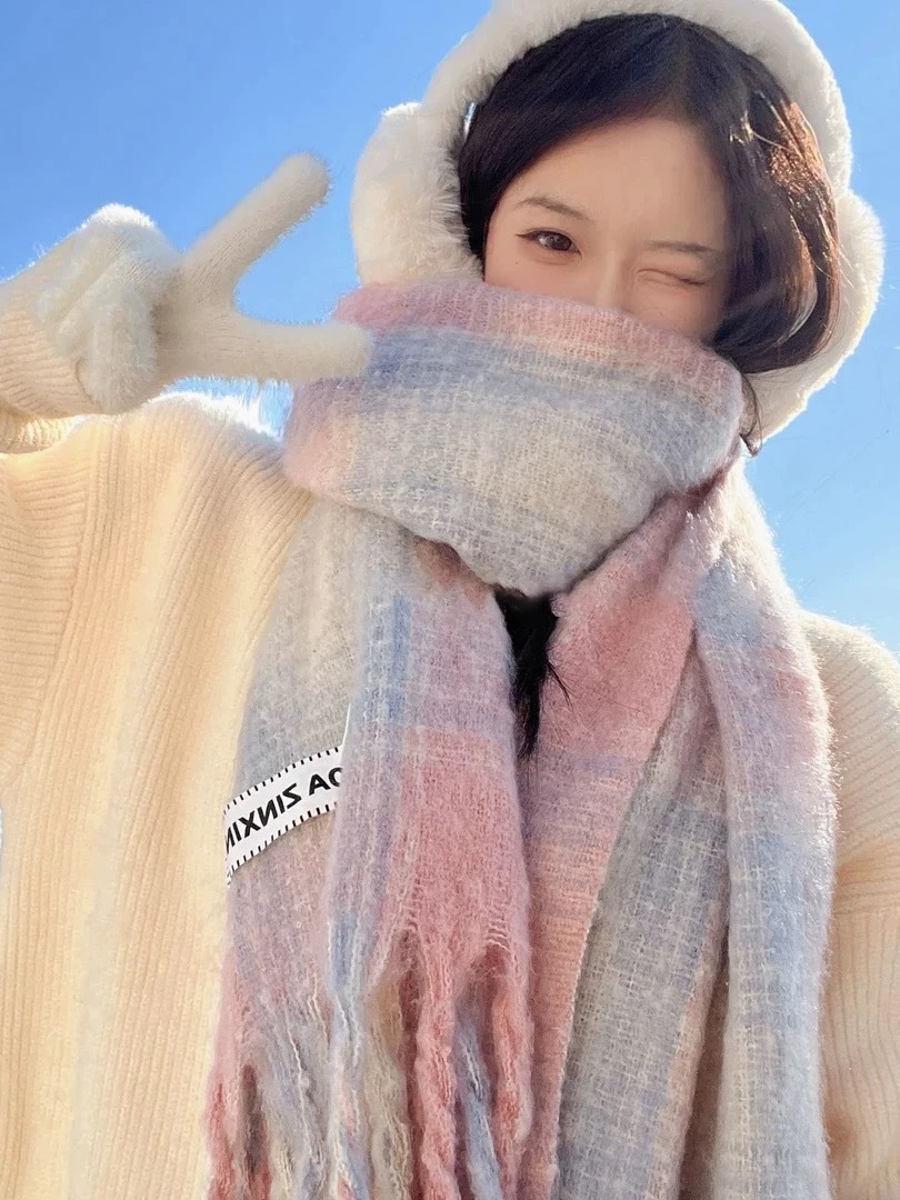 Picture of Maillard new striped scarf women's autumn and winter thickened warm neck snood student versatile solid color scarf manufacturer cross-border