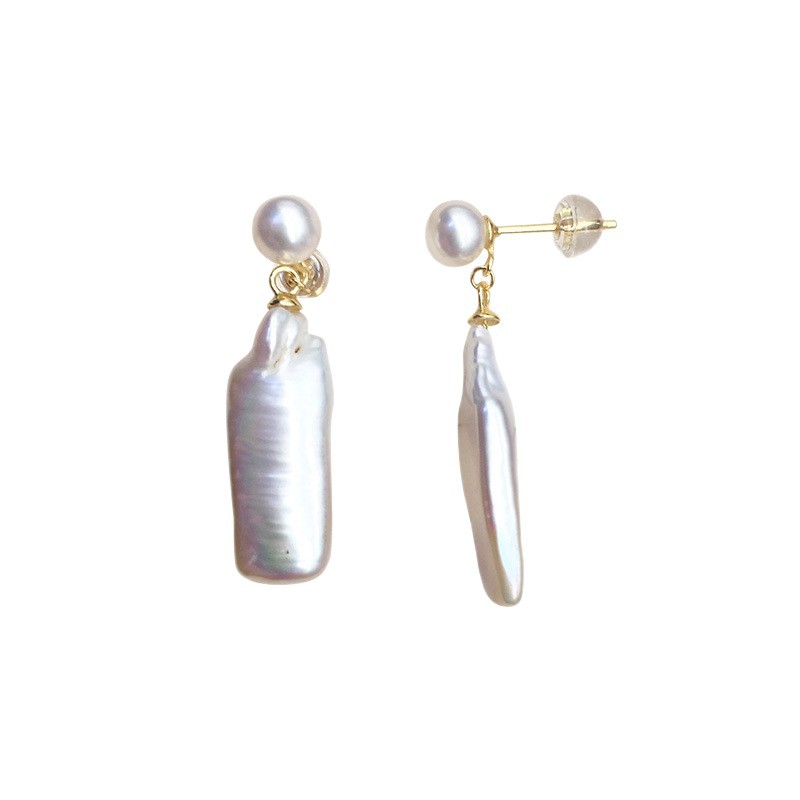 Picture of No Baroque No Woman Net Red Daren Recommended s925 Silver tian Ran Freshwater Pearl Double Bead Earrings Earrings