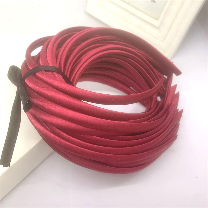 Picture of 10mm Candy-Colored Cloth-Wrapped Thickeneded Headband DIY Hairband Material Hair Accessories 1cm Satin Set Cloth Headband
