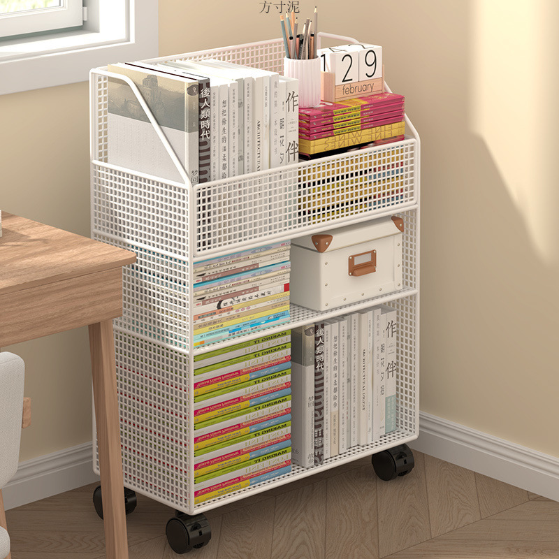 Under-Desk Storage Rack Movable Small Bookshelf Desk Storage Rack Simple Iron Storage Rack Book Storage