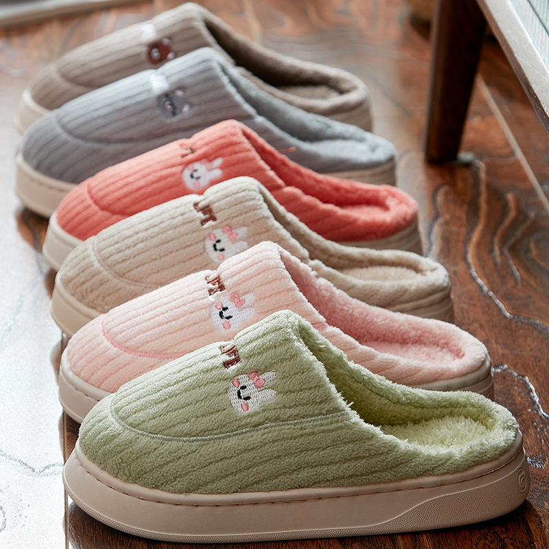 Cotton Slippers Women's Winter 2023 New Home Indoor Warm Couple Cute Rabbit Non-slip Plush Winter Slippers for Men