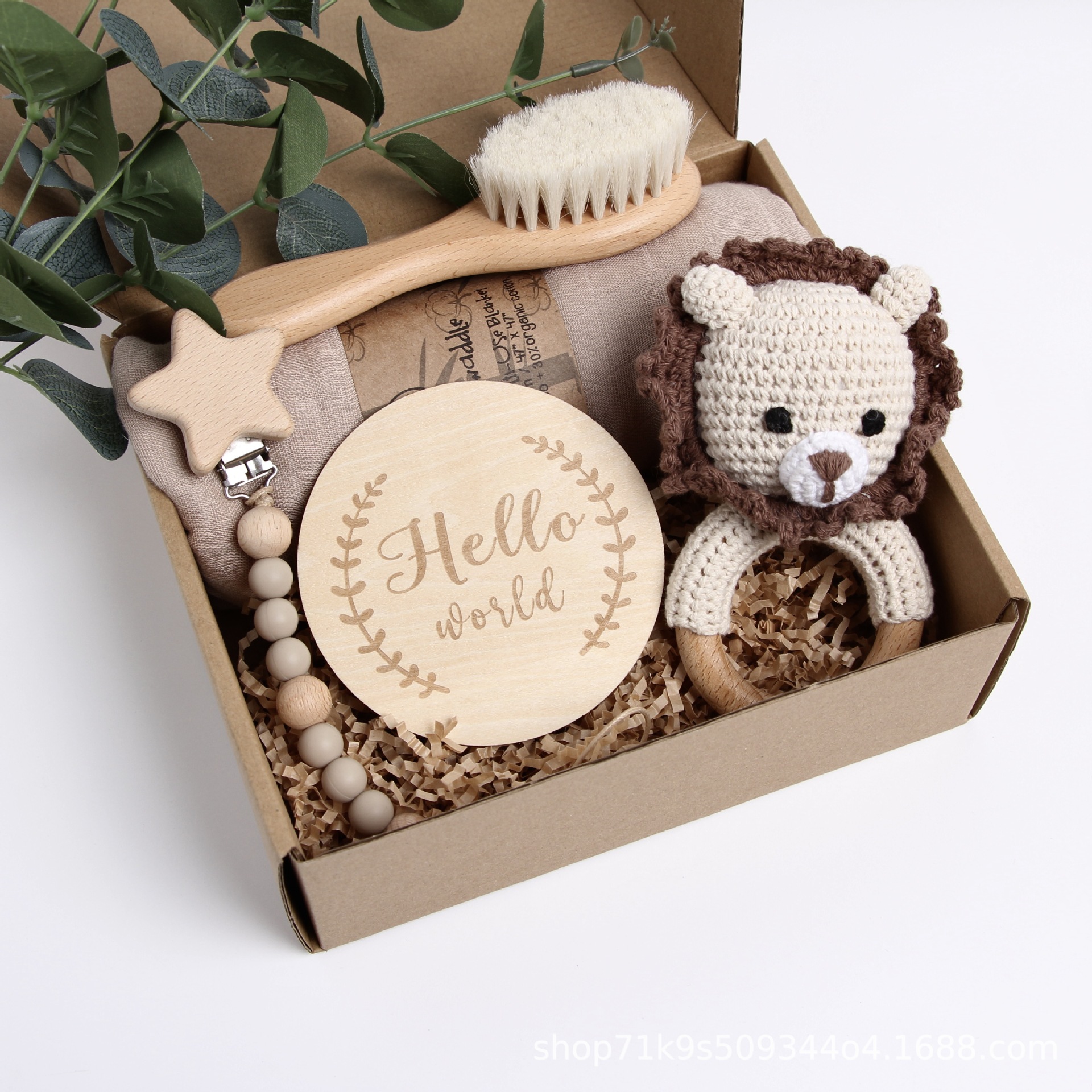 Picture of Baby Shower Gift Rattle Set Cotton Toy Pacifier Clip Blanket