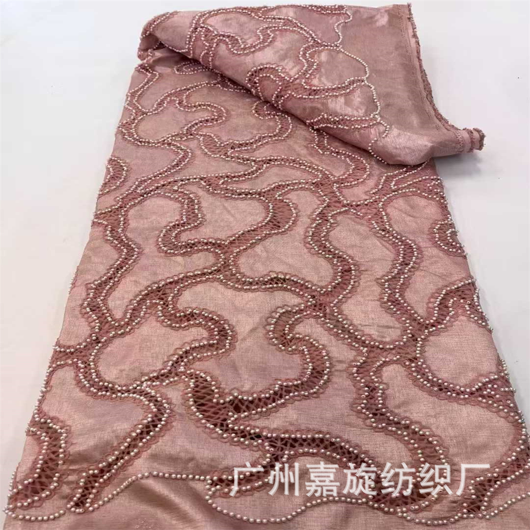 Picture of Summer Cut Out Beading Laser Embroidered Cloth Dress Cheongsam Fashion Lace Quality Cord Lace