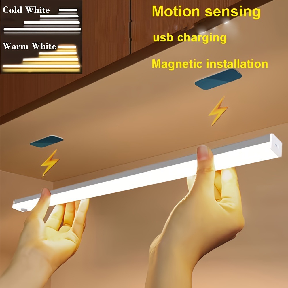 Picture of Led intelligent human body induction magnetic strip wireless night light rechargeable wardrobe cabinet wine cabinet bedroom