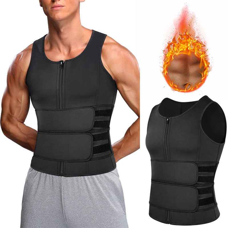 Men's Double Belt Sports Vest Body Shaper Tunic Fitness Sweatshirt Belly Tinker Vest Sports Sweatshirt