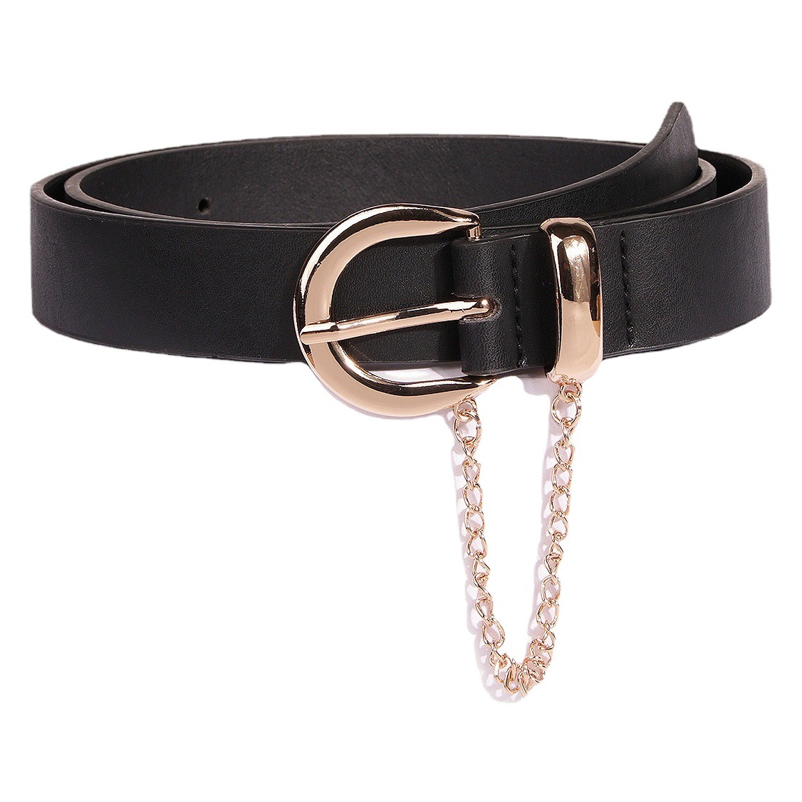New Dark Style Punk Style Belt Buckle Hanging Chain Simple All-match Cross-border Fashion Women's Belt Factory Outlet