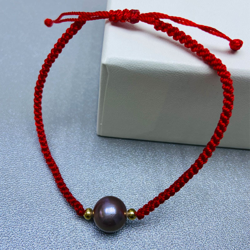Picture of Zhuji Freshwater Strong Light Purple Slight Pearl Hand-woven Red Rope Adjustable Bracelet Wholesale