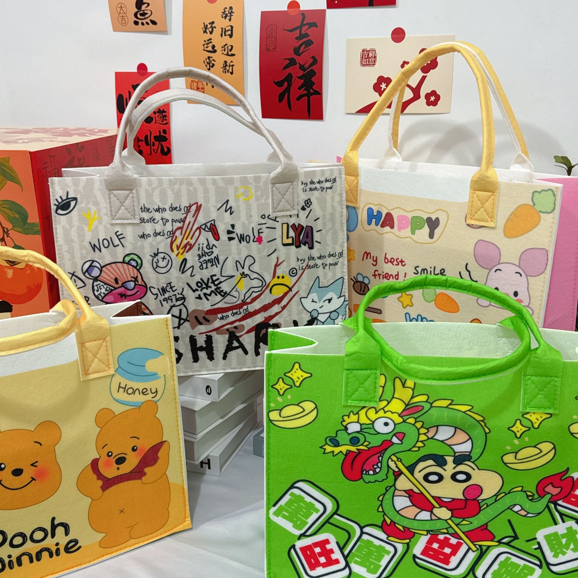 Trendy Felt Bag First Birthday Party Baby Banquet High-End Gift Tote Bag Children's Birthday Party