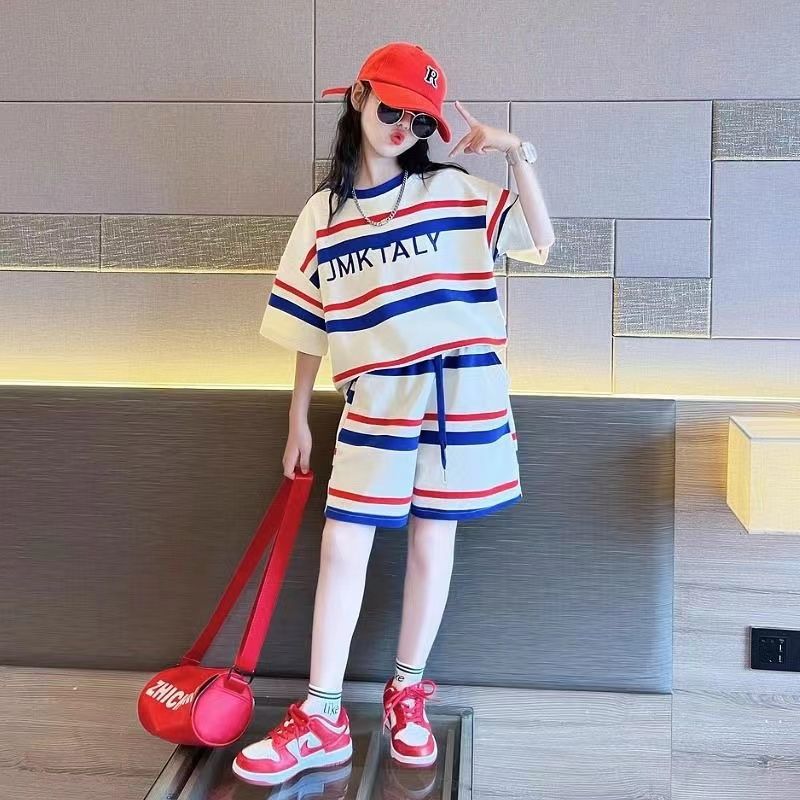 Girls Summer Suit 2024 New Thin Style Polo Collar Quick-Drying Basketball Uniform Summer Casual Two-Piece Set