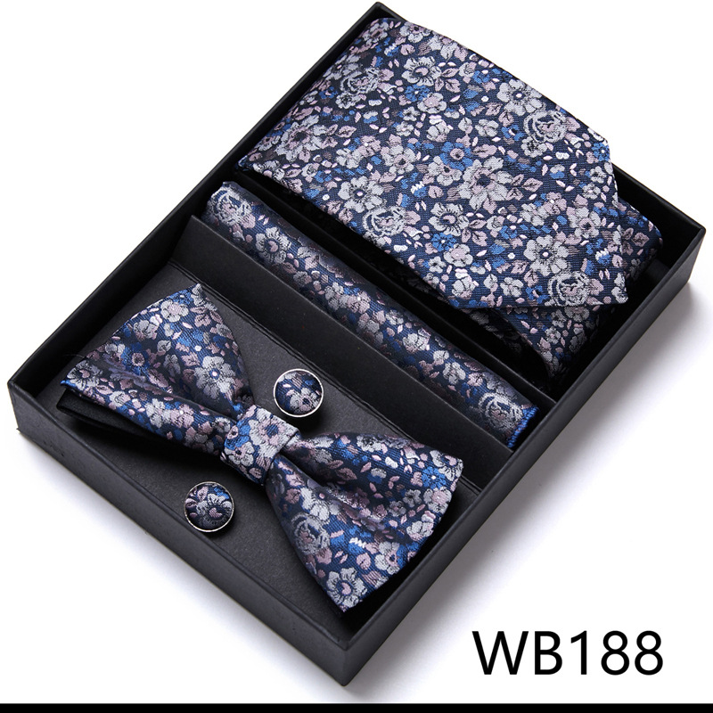Picture of Men's tie bow tie set gift box 6 sets group tie business formal wedding tie manufacturers wholesale