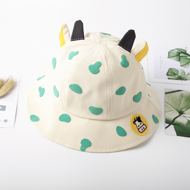 Picture of Baby Hat Spring and Summer Korean-style Sunshade Basin Hat for Boys and Girls Cute Cow Super Cute Breathable Net Fisherman Hat