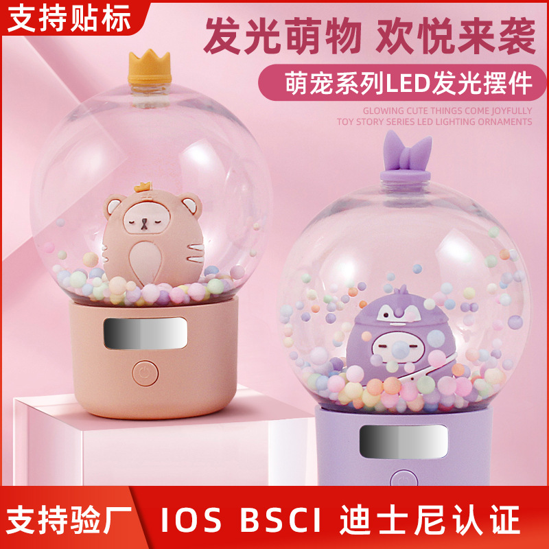 Creative Rechargeable Night Light Led Luminous Ornaments Bedroom Girl Desktop Atmosphere Light Cartoon Table Lamp Gift Wholesale