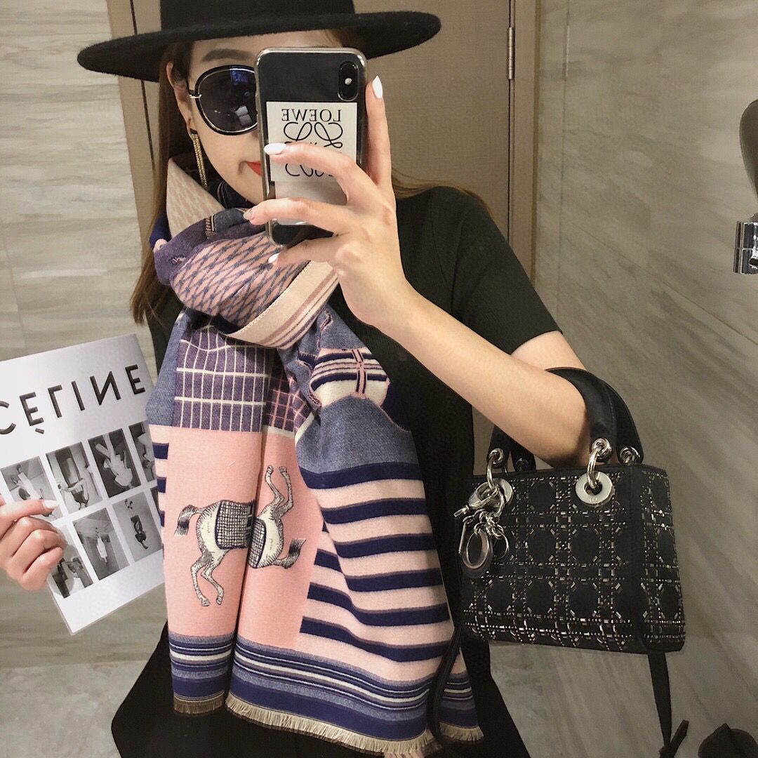 Picture of 2024 New Fashionable Big-Name Versatile Orange High-End Wool Cashmere Shawl Scarf for Women Winter Dual Use