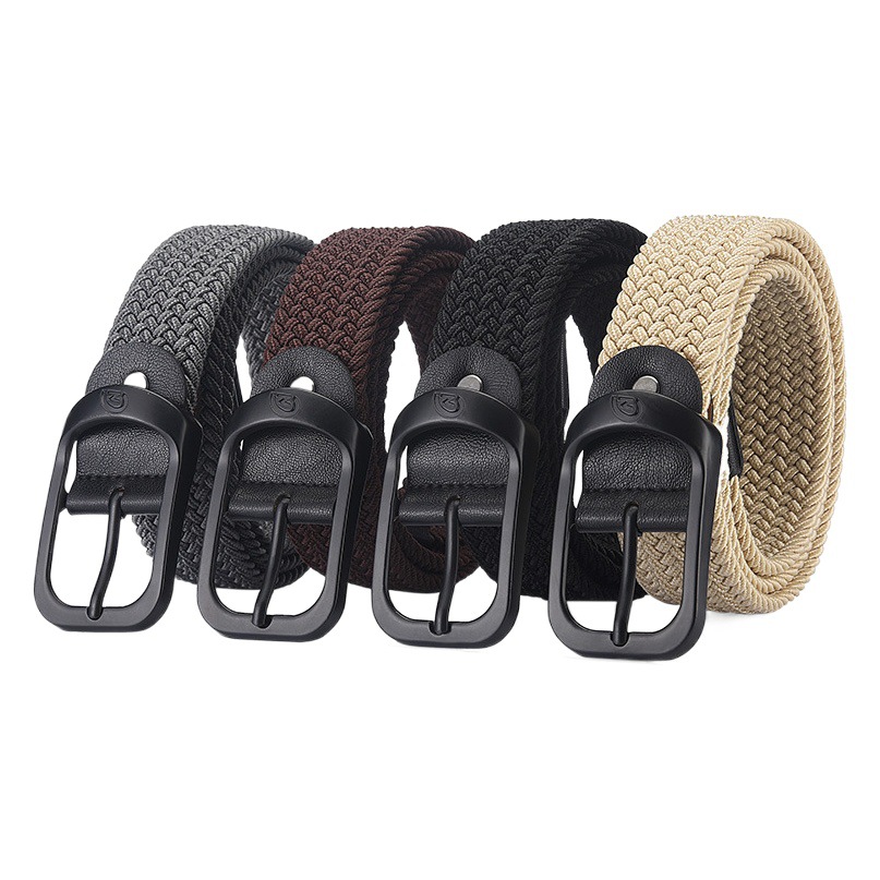New Men's Belt Non-Porous Elastic Woven Belt Student Pin Buckle Elastic Belt Young Men and Women Fashionable Trouser Belt