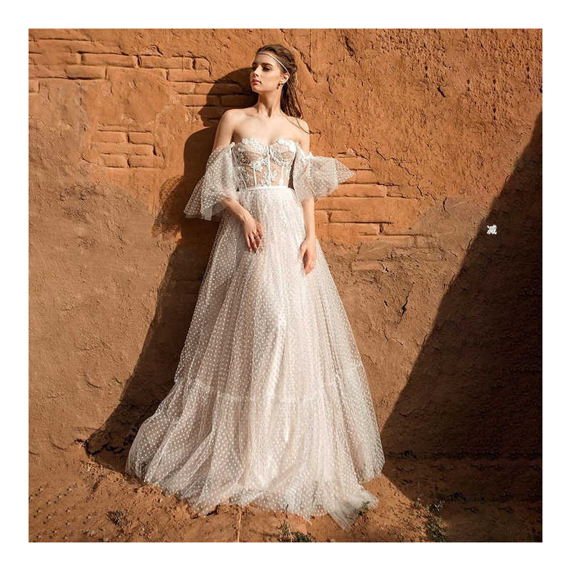 Foreign trade hot sale plus size maternity tube top off-shoulder dress mesh light yarn outdoor yarn lace pleated dress