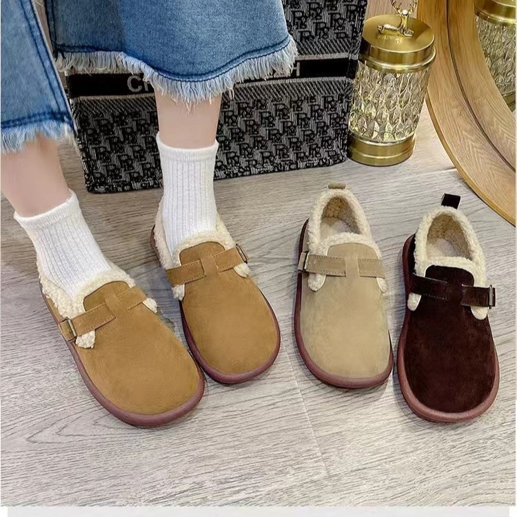 Picture of Women's Winter Trendy Versatile Birkenstock-Style Slip-On Soft-Soled Slippers Non-Slip Loafers Wholesale
