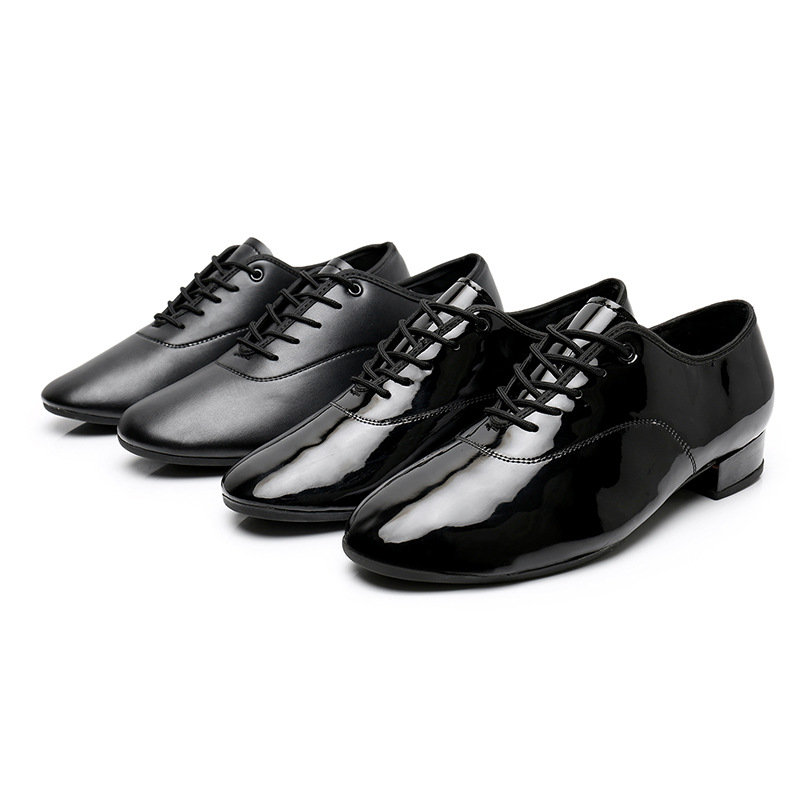 Picture of New Men's Outdoor Rubber Black Modern Dance Shoes Bright Leather Ballroom Dance Ballroom Dance Shoes Square Dance Low Heel Dance
