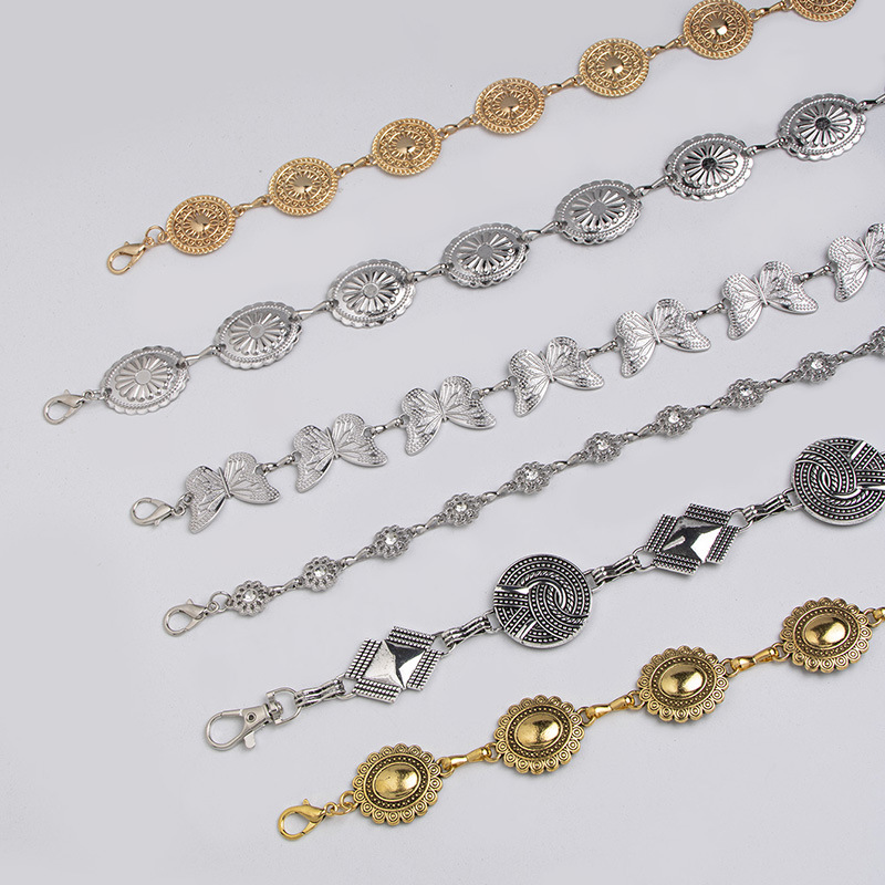 Women's High-end Waist Chain Women's Retro Belt All-match Rhinestone Waist Chain Butterfly Flower Women's Waist Chain
