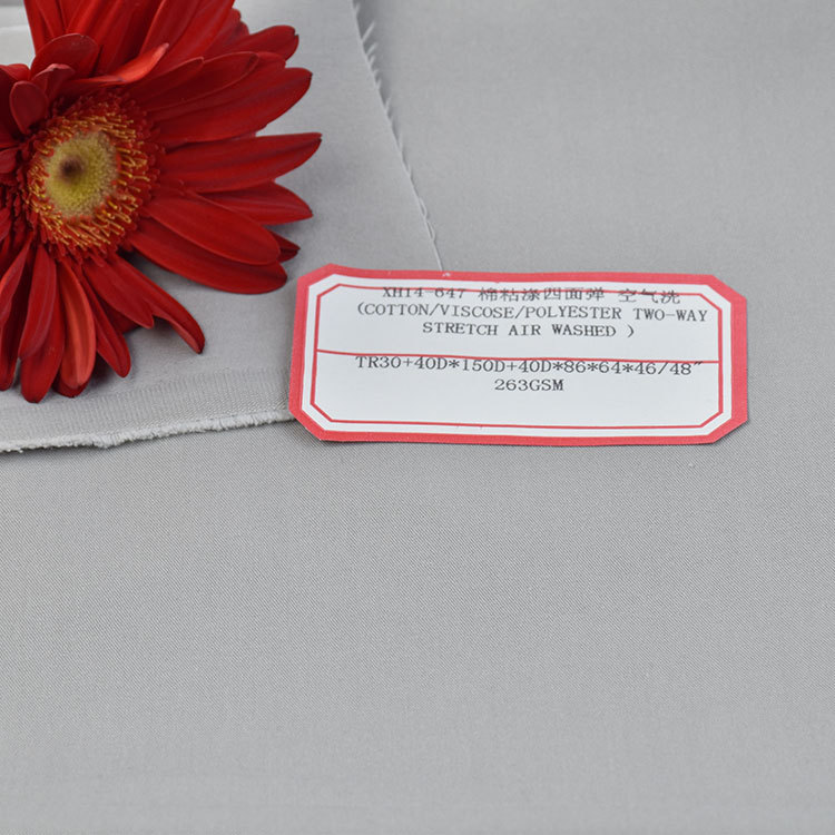 Blended fabric viscose polyester twill four-sided elastic new elastic pants with high elasticity
