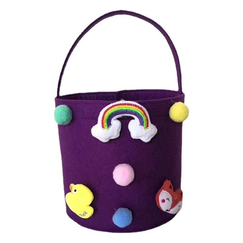 Felt hug bucket year-old banquet gift bag picnic snack storage bag cute felt storage bucket