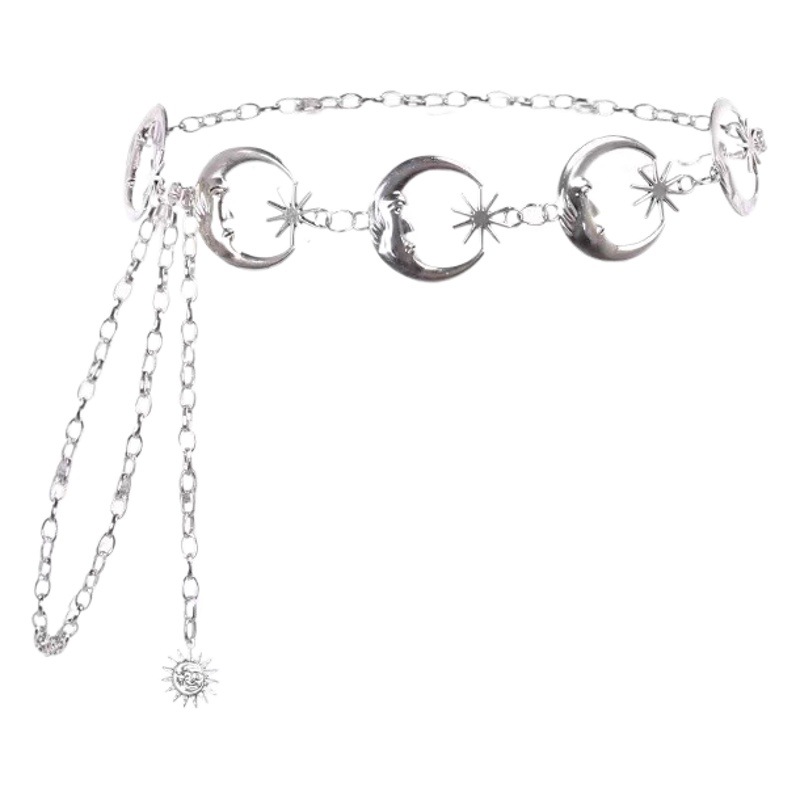 European and American Cross-Border Moon Star Metal Waist Chain Women's Trendy Pants Chain Decoration Hip-Hop Style Versatile with Skirt Waist Chain