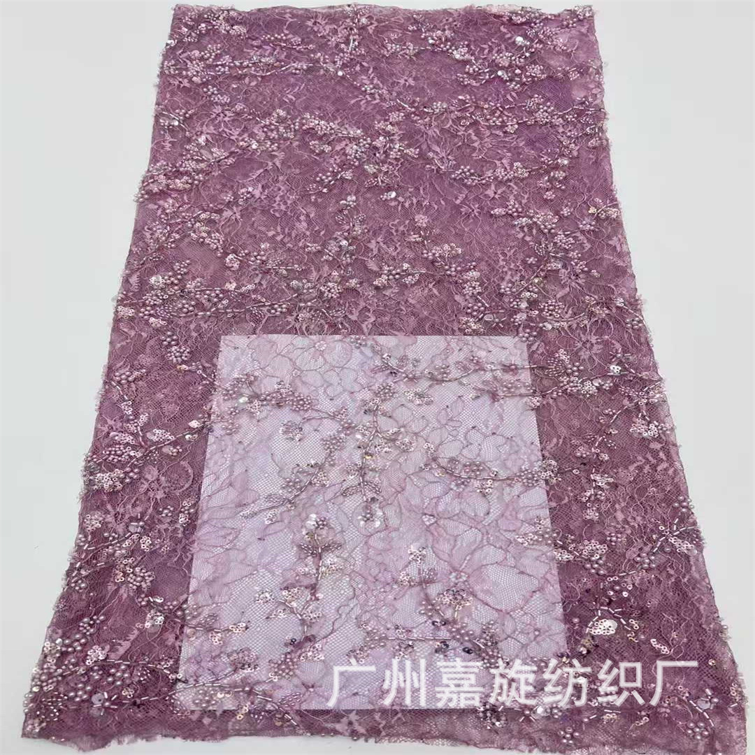 French Dark Pattern Embroider Wedding Dress Lace Fabric Chinese Style Cheongsam Fashion Train Skirt Fabric Wedding Dress