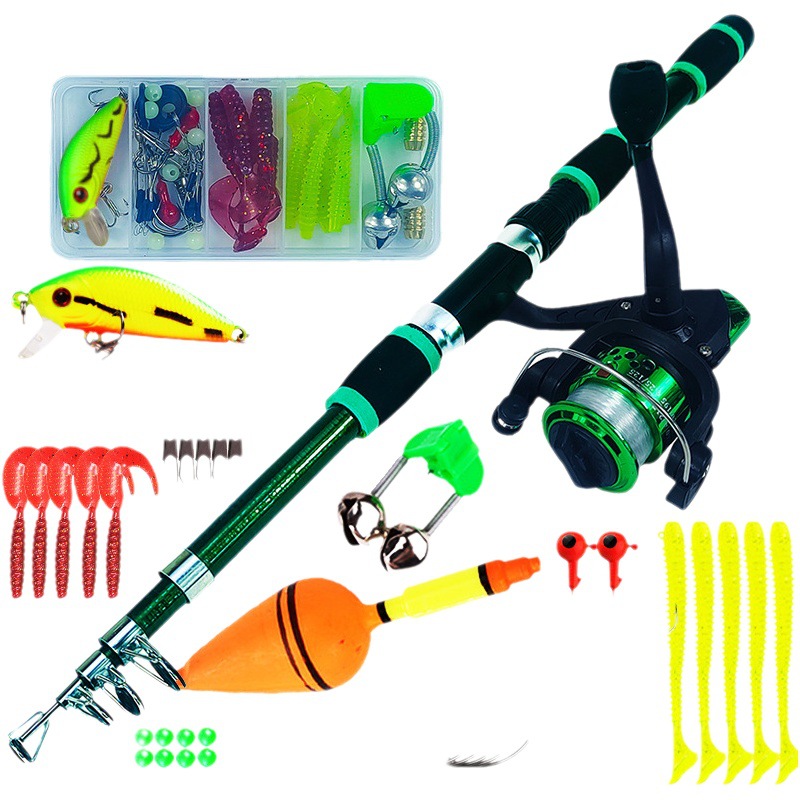 Ultra-short rod wheel suit 1.8 meters children's fishing rod fishing gear suit cross-border explosions Amazon TEMU AliExpress