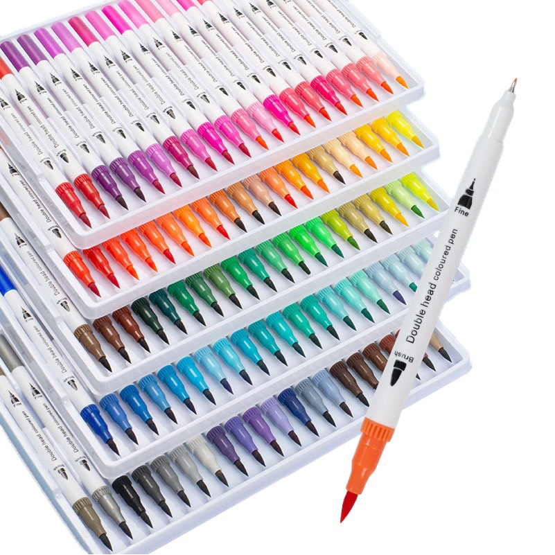 Soft head watercolor pen suit double head children's marker pen 100 color graffiti pen marker pen hand-painted pen