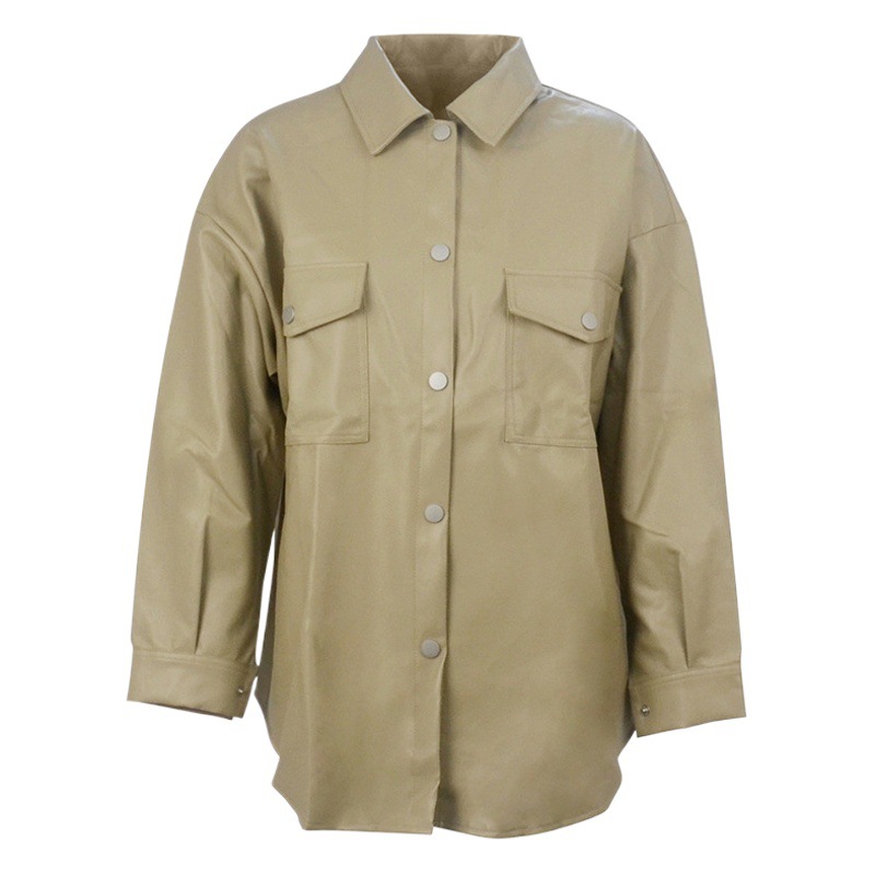 Foreign Trade Amazon Ebay 2024 Winter and Autumn European and American Pu Leather Women's Shirts Trendy Jackets Wholesale Sexy Hot Girls