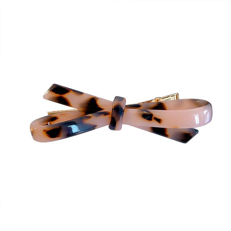 Picture of French Classic Bow Hairpin Acetic Acid Fresh Girl's Side Bangs Clip Cross Hollow Bow Tie Hairpin