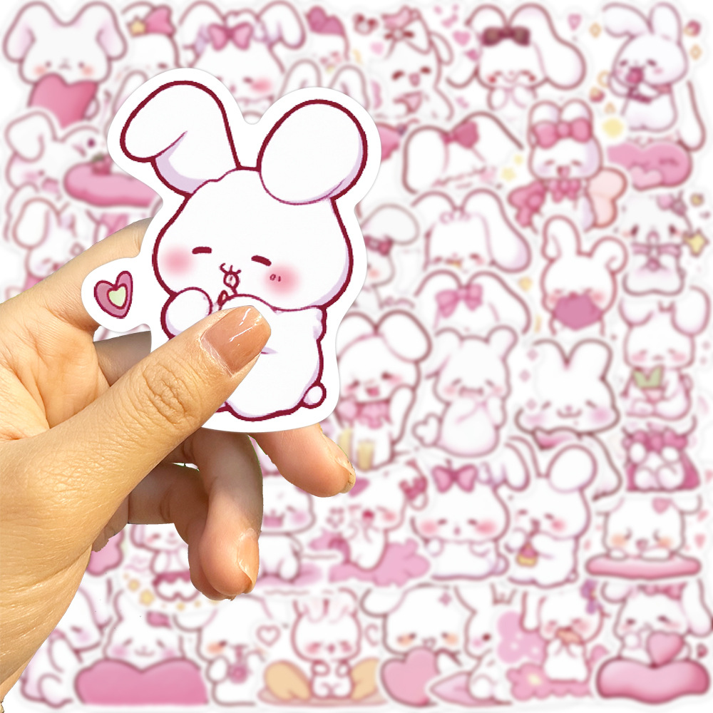 Picture of 50 cartoon Pink Rabbit graffiti stickers decorative guitar notebook luggage DIY waterproof cross-border wholesale