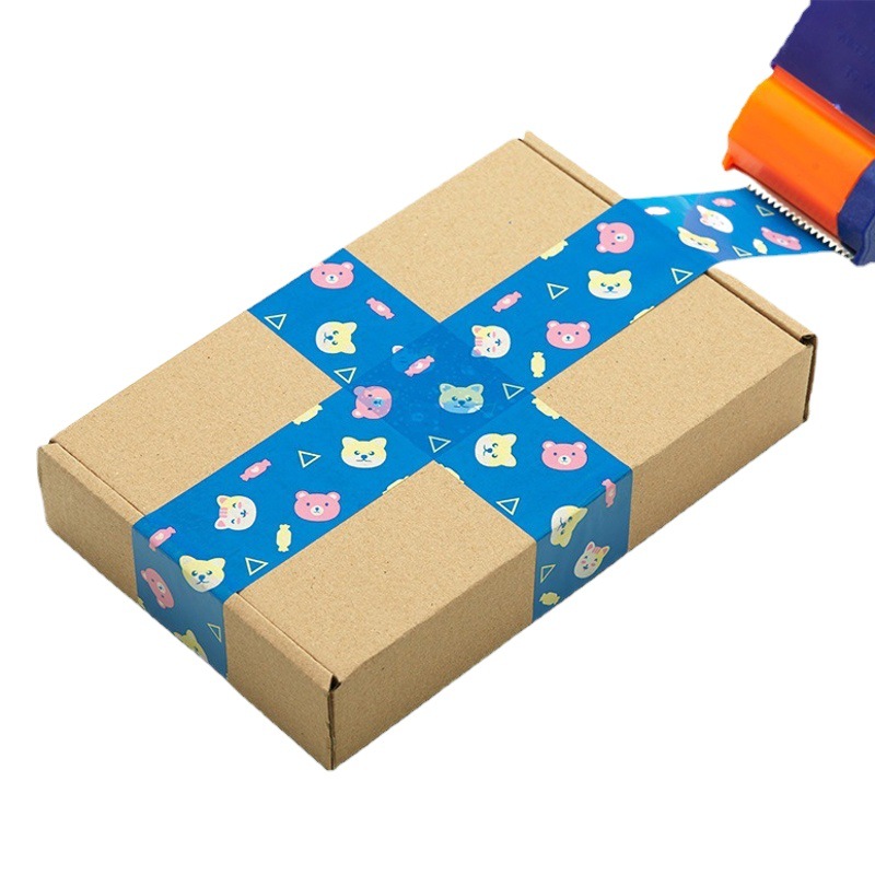 Warning sealing tape cartoon candy bear pattern sealing tape blue cute packing tape