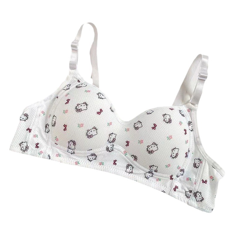 Shantou underwear original thin small chest push up student Junior High School High School students wireless comfortable breathable bra KT cat