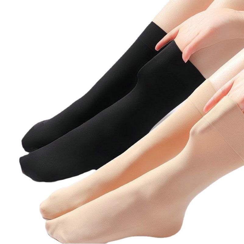 Women's Thickened Short Silk Stockings Women's Autumn and Winter Velvet Loose Anti-hook Silk Black Meat Color Warm Mid-length Stockings Non-slip and Durable