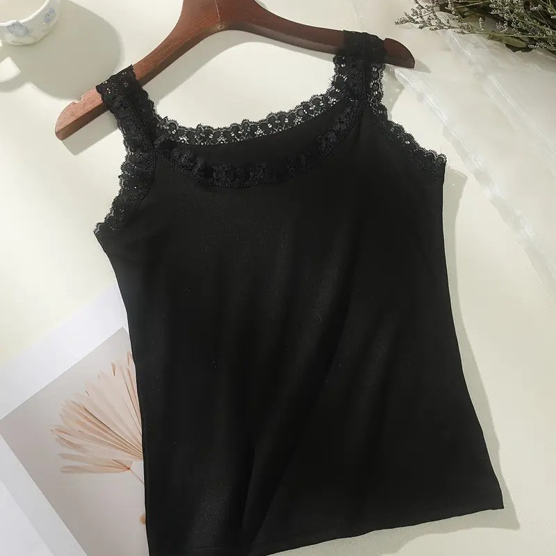 Picture of Trendy Lace Camisole for Women, Summer High Elasticity Plus Size Outerwear Base Shirt