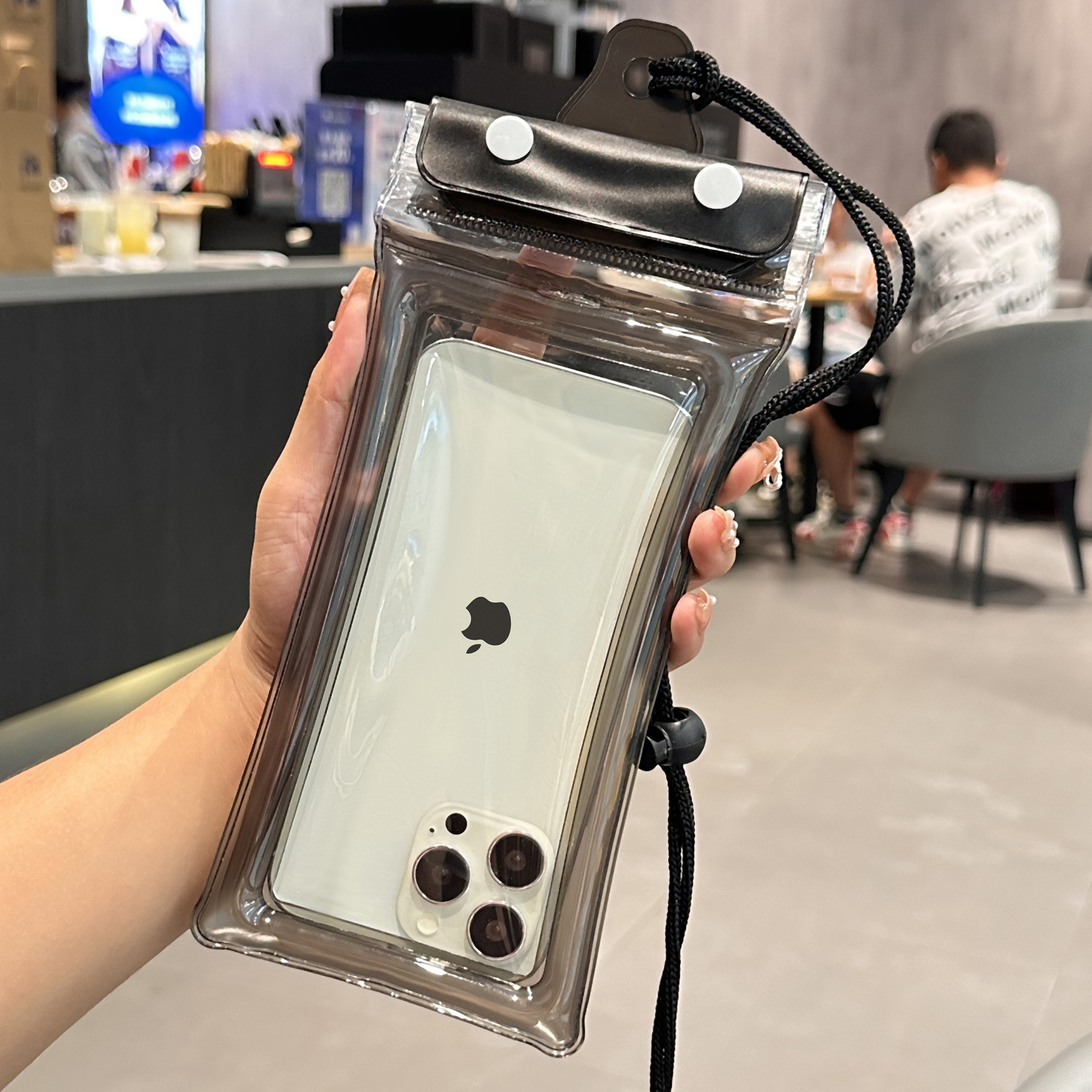 Picture of Cross-border Three Sealed Mobile Phone Waterproof Bag with Touch Screen, Swimming Air Bag, Rafting Halter, Waterproof Mobile Phone Case, Transparent