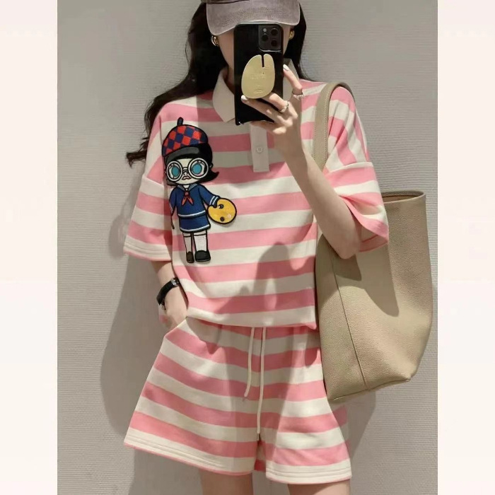 Picture of Girls Summer Suit 2025 New Thin Style Polo Collar Quick-Drying Basketball Uniform Summer Casual Two-Piece Set