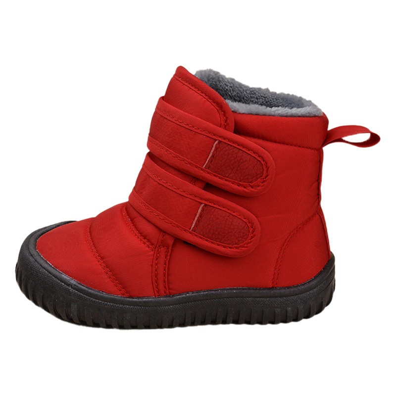 Winter Velcro Fleece-Lined Kidsren's Snow Boots Korean Style Casual Cotton Shoes Soft Sole Warm Men's and Women's Baby Cotton Boots Versatile
