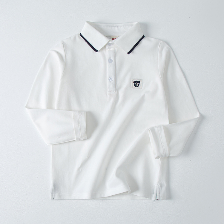Picture of Children's Base Shirt 2023 Spring and Autumn New Long Sleeve Top Boys and Girls Cotton Polo Shirt T-shirt for Middle and Large Children's School Uniform